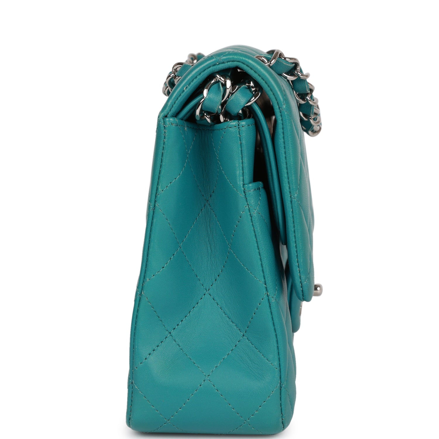 Pre-owned Chanel Medium Classic Double Flap Bag Blue Lambskin SiLouis Vuittoner Hardware