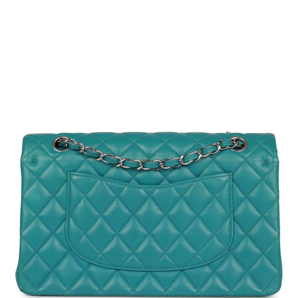 Pre-owned Chanel Medium Classic Double Flap Bag Blue Lambskin SiLouis Vuittoner Hardware