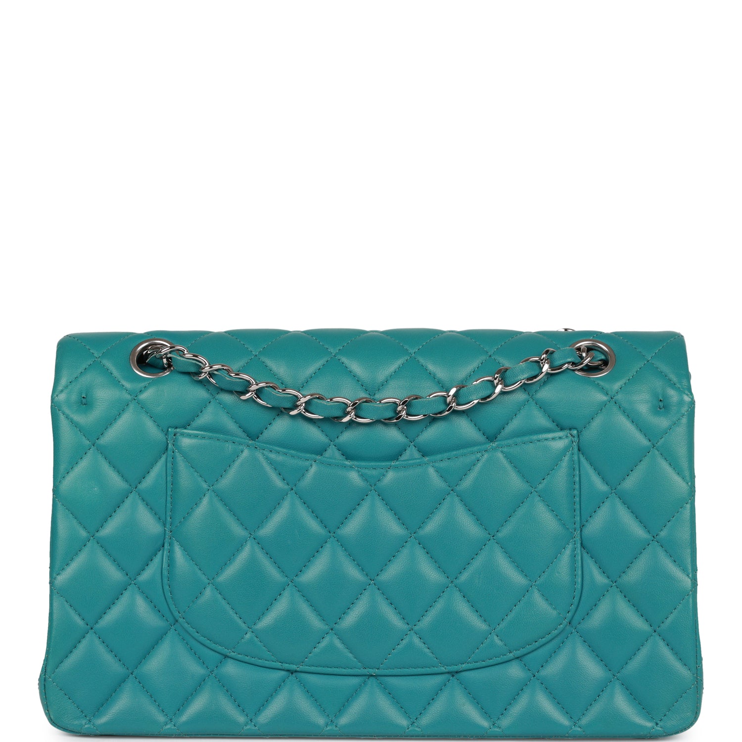 Pre-owned Chanel Medium Classic Double Flap Bag Blue Lambskin SiLouis Vuittoner Hardware