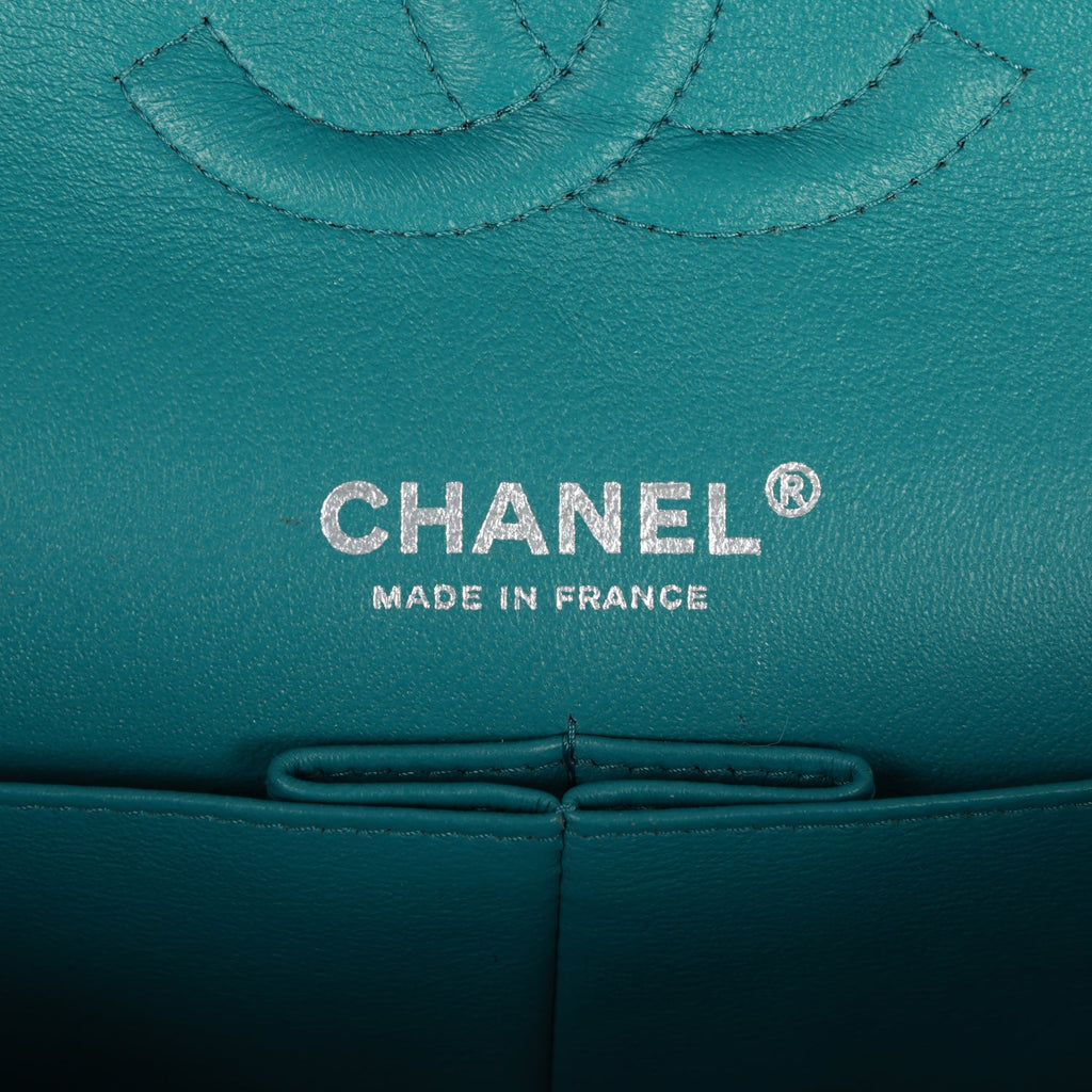Pre-owned Chanel Medium Classic Double Flap Bag Blue Lambskin SiLouis Vuittoner Hardware