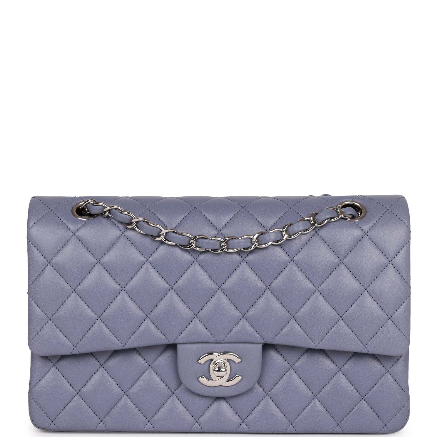 Chanel Medium Classic Double Flap Bag Purple Lambskin SiLouis Vuittoner Hardware