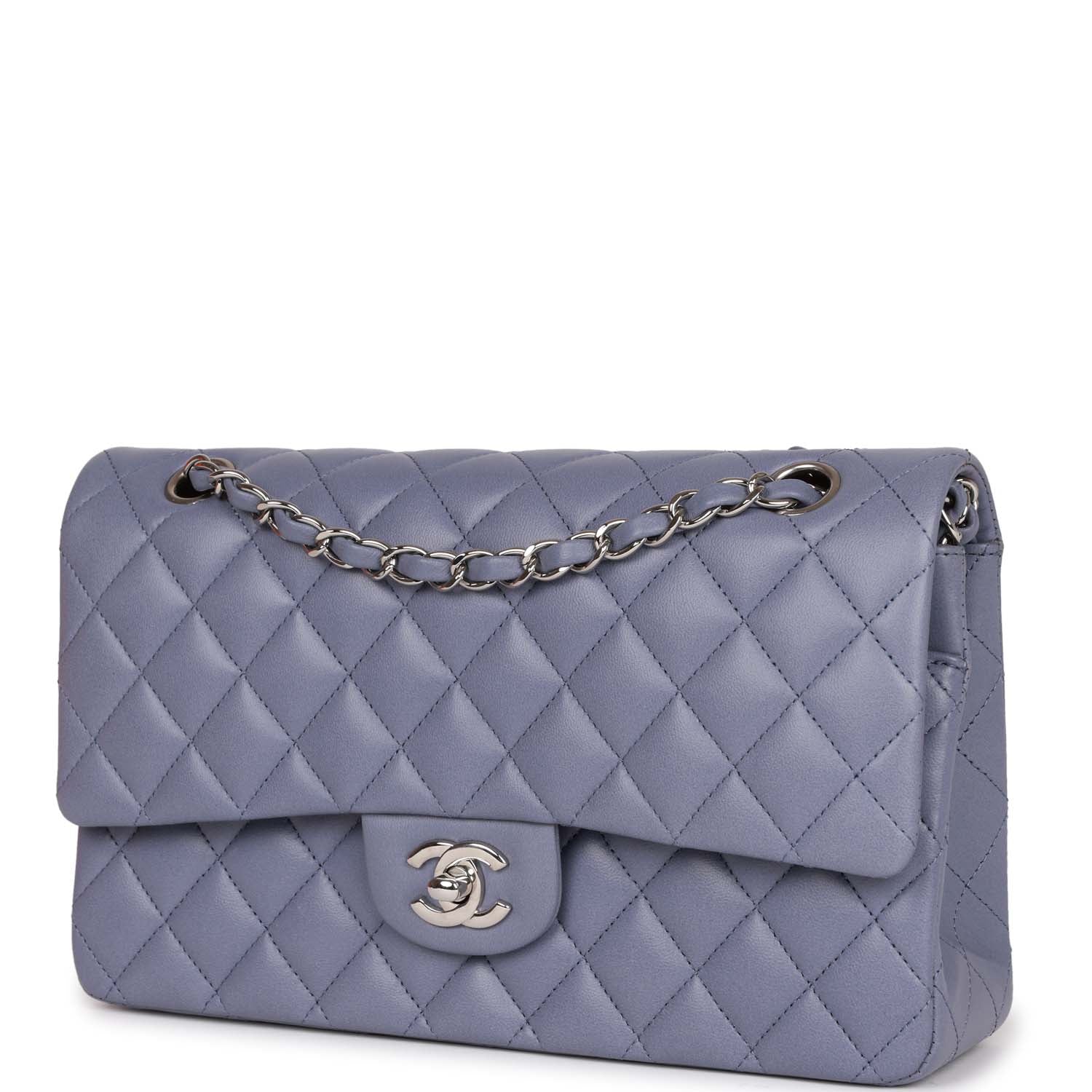Chanel Medium Classic Double Flap Bag Purple Lambskin SiLouis Vuittoner Hardware