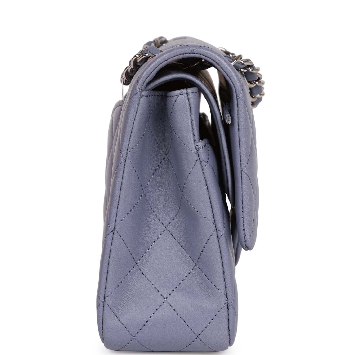Chanel Medium Classic Double Flap Bag Purple Lambskin SiLouis Vuittoner Hardware
