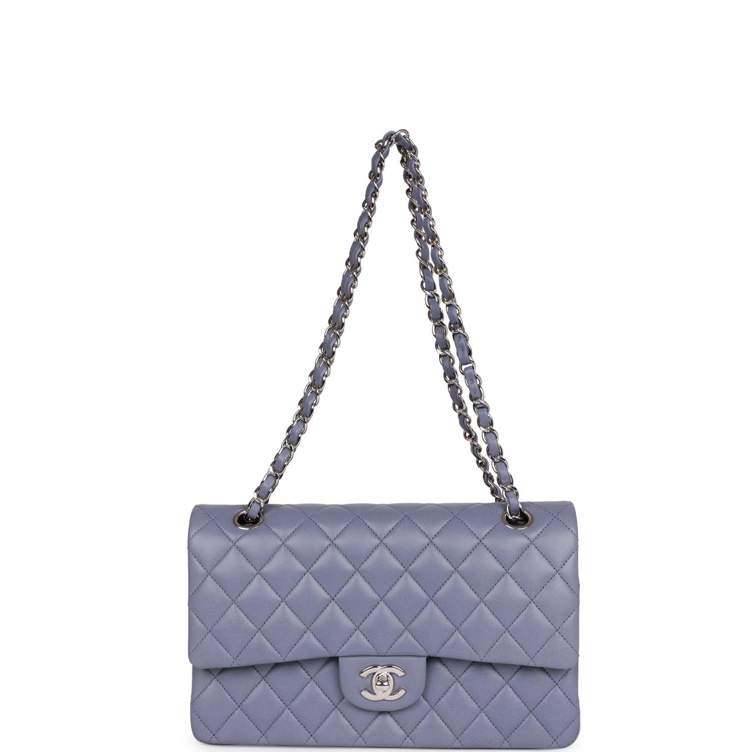 Chanel Medium Classic Double Flap Bag Purple Lambskin SiLouis Vuittoner Hardware