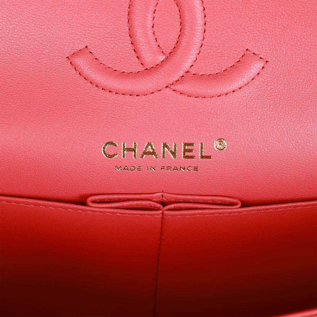 Chanel Small Classic Double Flap Red Caviar Light Gold Hardware