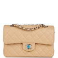 Chanel Small Classic Double Flap Bag Beige Caviar SiLouis Vuittoner Hardware