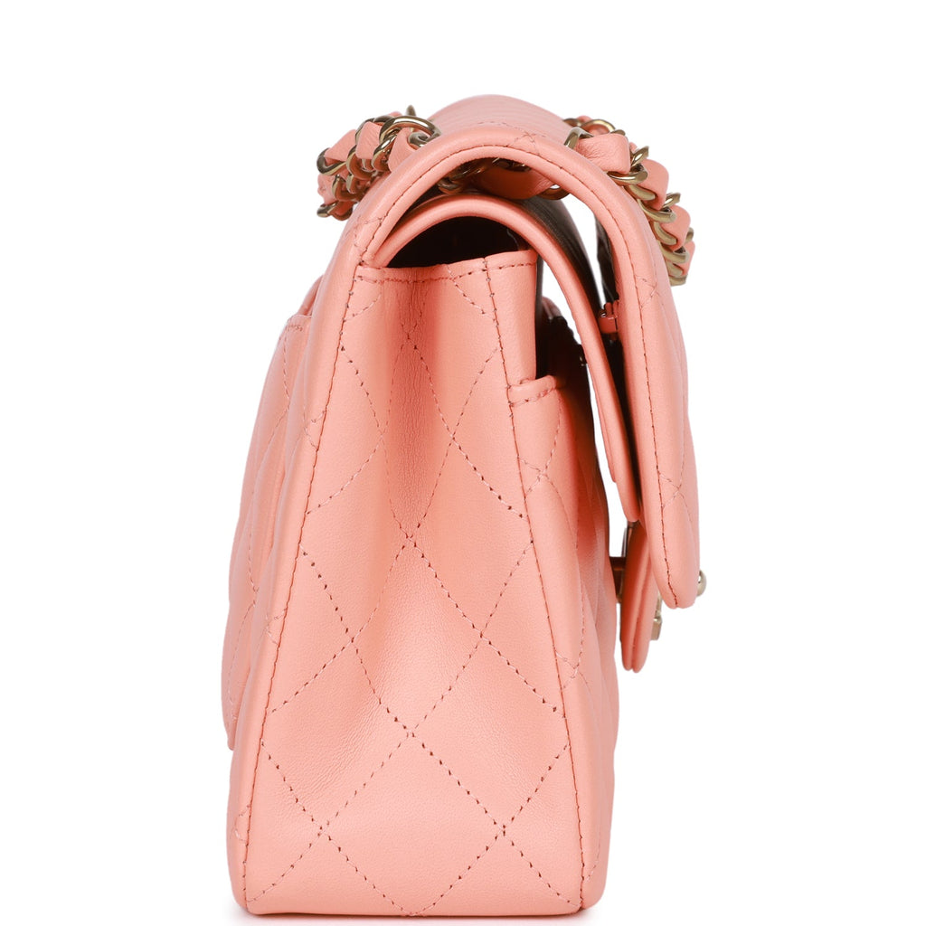 Chanel Small Classic Double Flap Pink Lambskin Light Gold Hardware