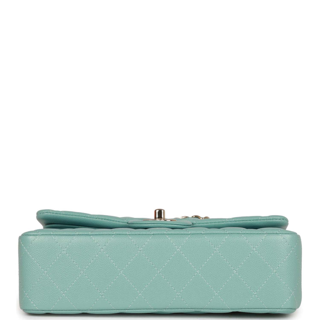 Chanel Small Classic Double Flap Bag Tiffany Blue Caviar Light Gold Hardware
