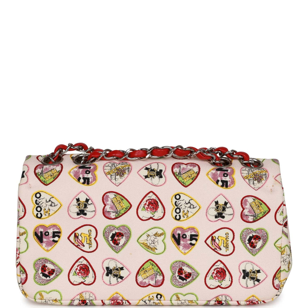 Pre-Owned Chanel Small Classic Coco Heart Motif Flap Bag Multicolor Canvas SiLouis Vuittoner Hardware