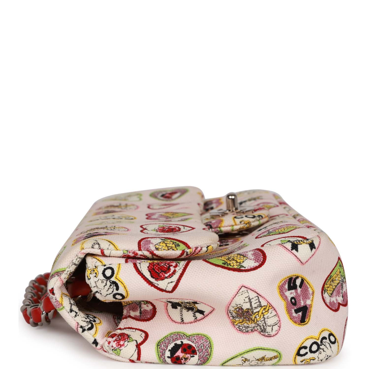 Pre-Owned Chanel Small Classic Coco Heart Motif Flap Bag Multicolor Canvas SiLouis Vuittoner Hardware