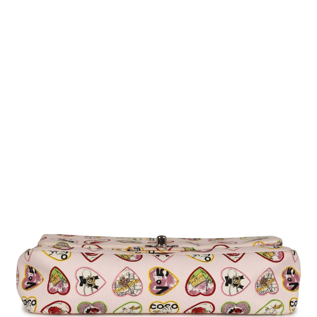 Pre-Owned Chanel Small Classic Coco Heart Motif Flap Bag Multicolor Canvas SiLouis Vuittoner Hardware