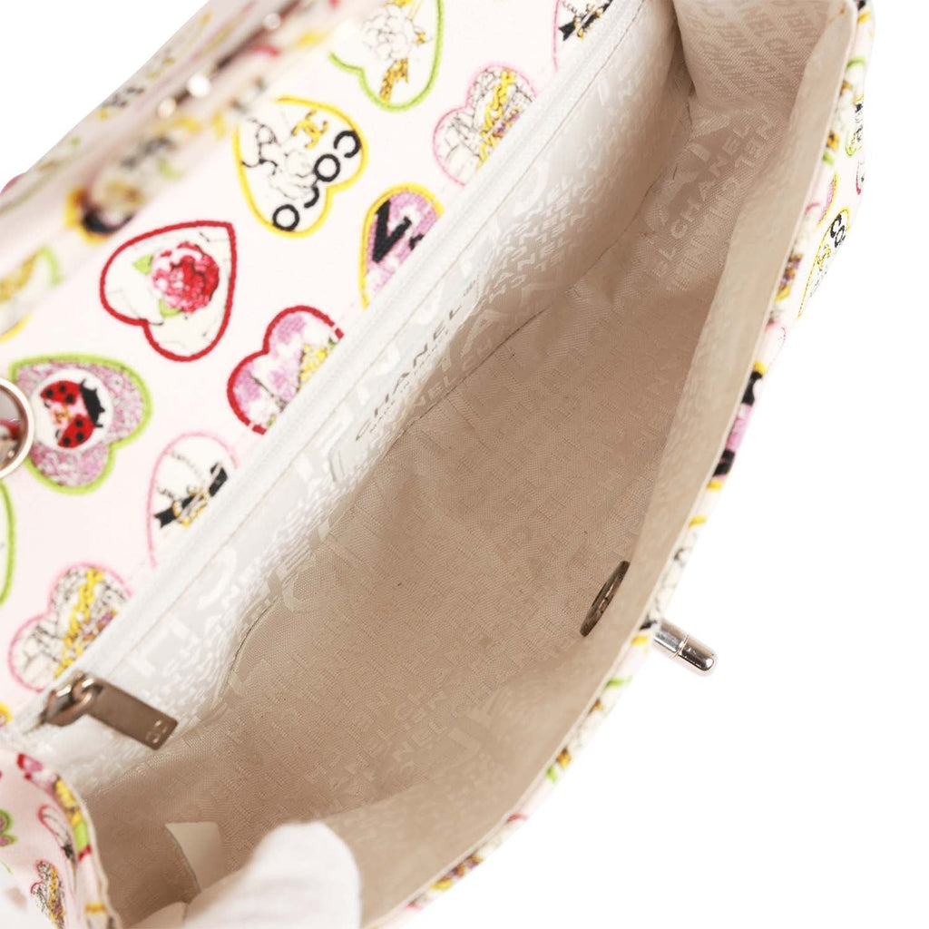 Pre-Owned Chanel Small Classic Coco Heart Motif Flap Bag Multicolor Canvas SiLouis Vuittoner Hardware