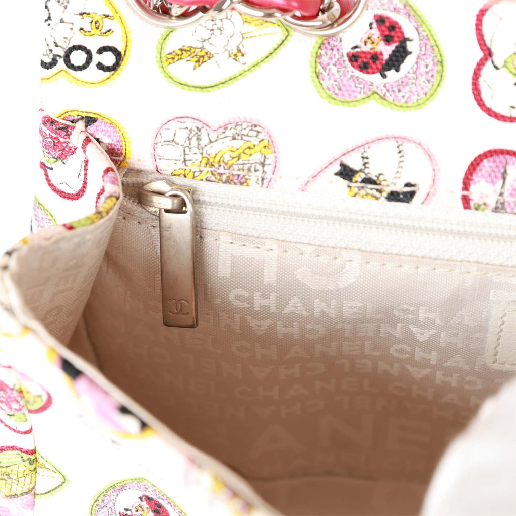 Pre-Owned Chanel Small Classic Coco Heart Motif Flap Bag Multicolor Canvas SiLouis Vuittoner Hardware