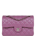 Chanel Small Classic Double Flap Bag Purple Lambskin SiLouis Vuittoner Hardware