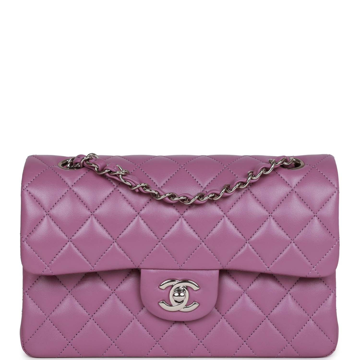 Chanel Small Classic Double Flap Bag Purple Lambskin SiLouis Vuittoner Hardware