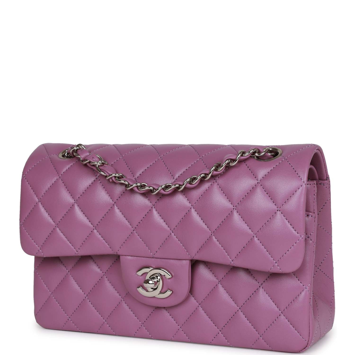 Chanel Small Classic Double Flap Bag Purple Lambskin SiLouis Vuittoner Hardware
