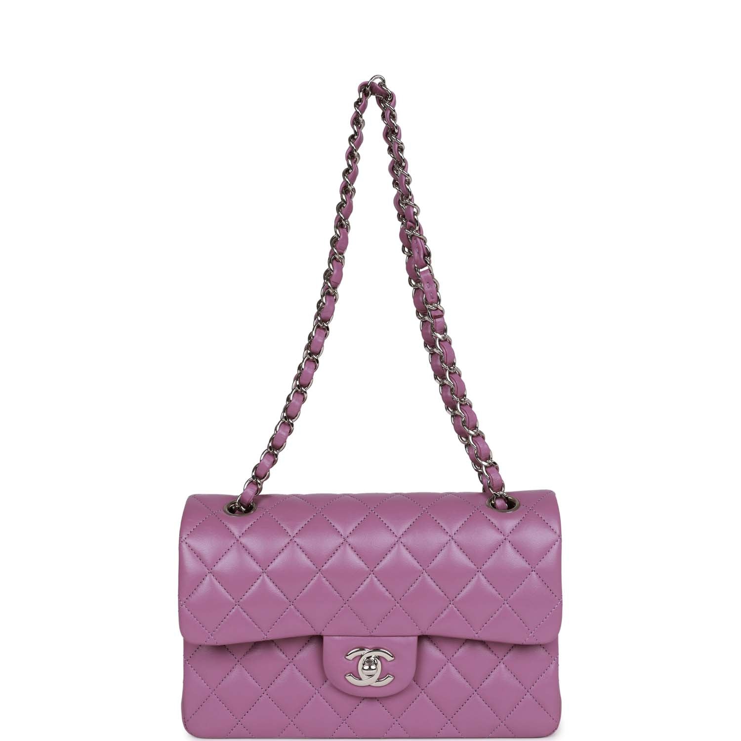 Chanel Small Classic Double Flap Bag Purple Lambskin SiLouis Vuittoner Hardware