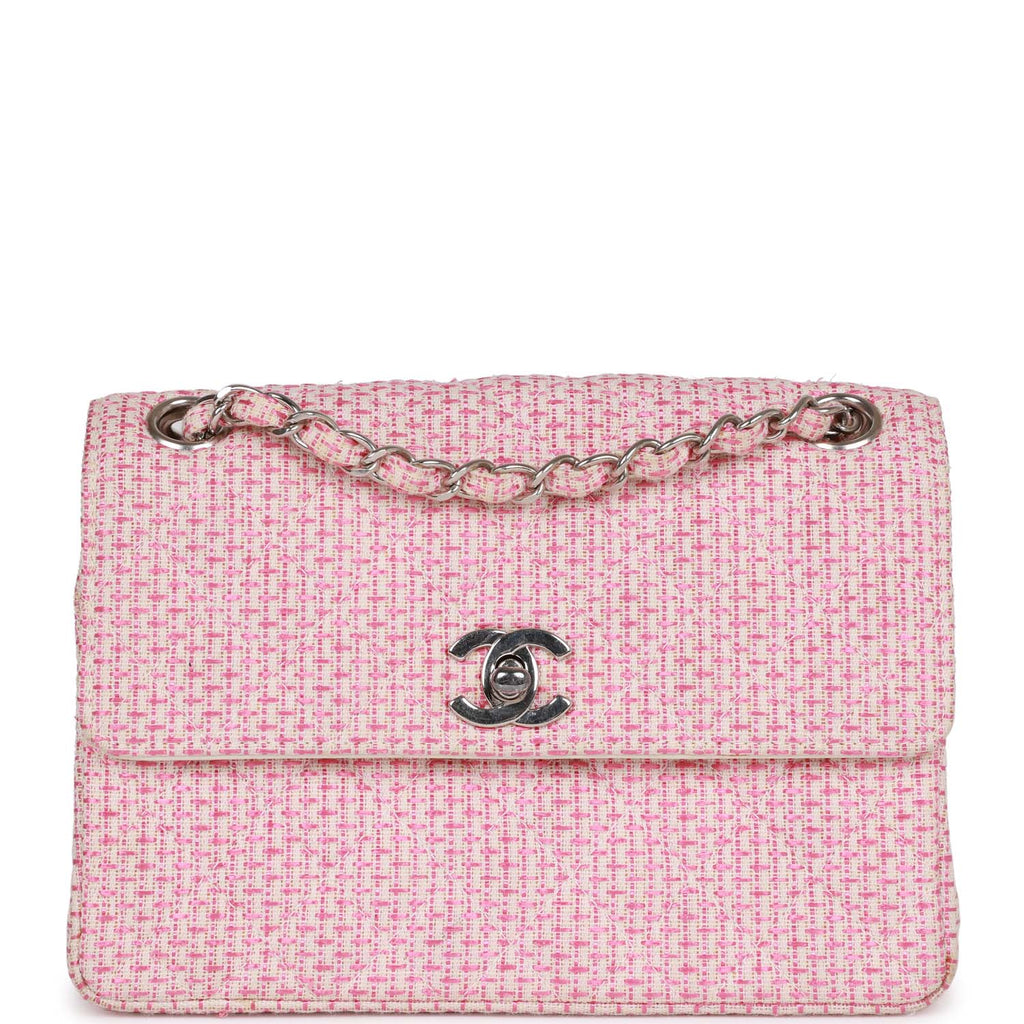Vintage Chanel Classic Mini Flap Bag Pink Tweed SiLouis Vuittoner Hardware