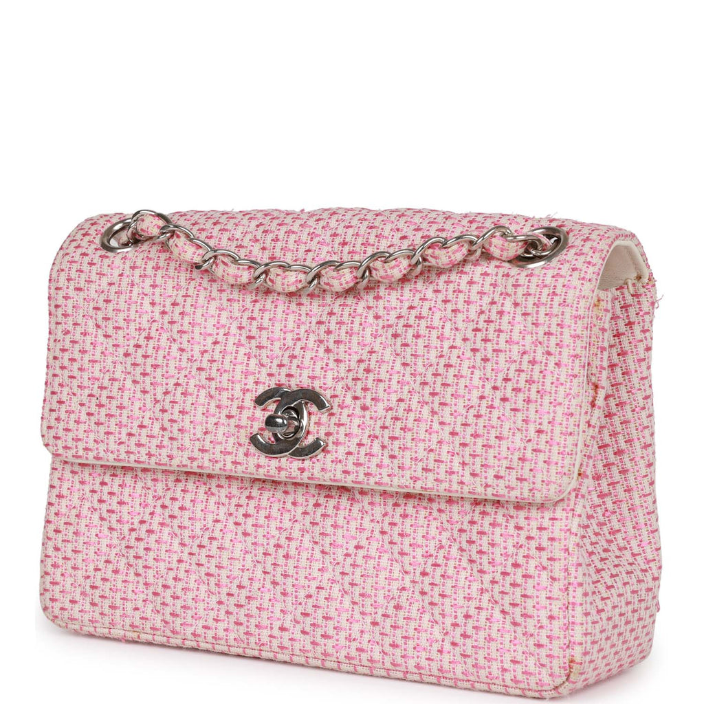 Vintage Chanel Classic Mini Flap Bag Pink Tweed SiLouis Vuittoner Hardware