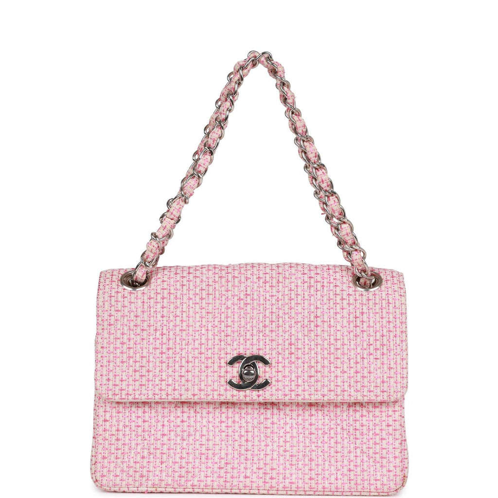 Vintage Chanel Classic Mini Flap Bag Pink Tweed SiLouis Vuittoner Hardware