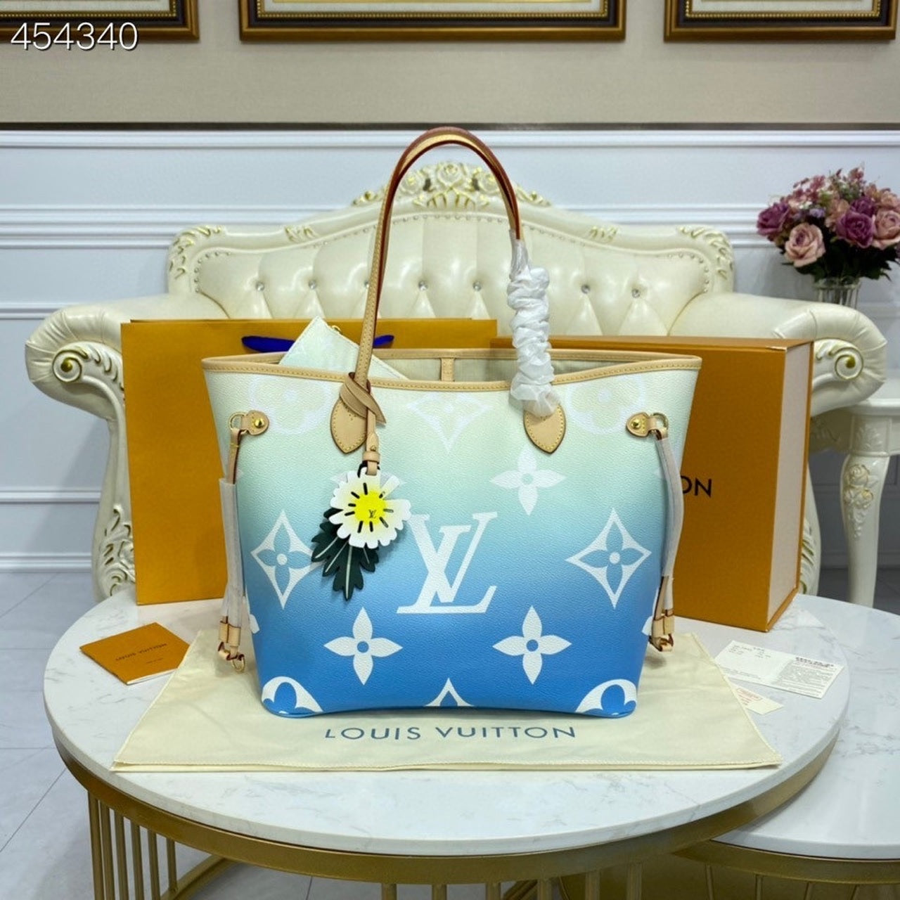 Louis Vuitton Neverfull MM Tote Bag Monogram Giant Canvas Blue For Women,  Shoulder Bags 12.2in/31cm Louis Vuitton M45678