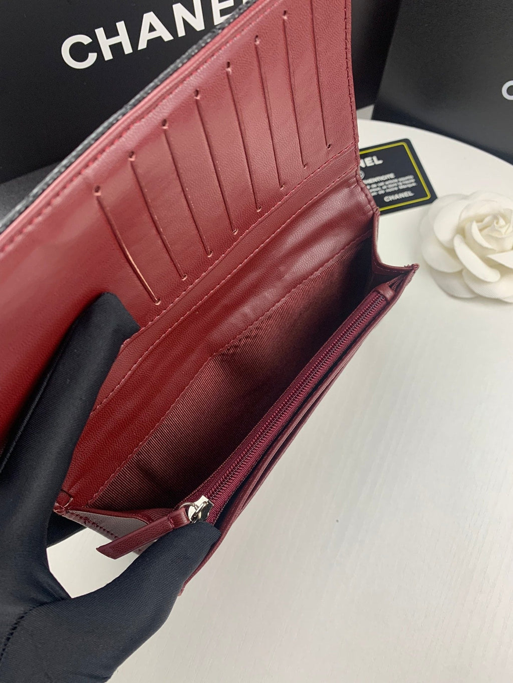Chanel CHL BLACK  LEATHER CLASSIC LONG FLAP WALLET 19.5CM