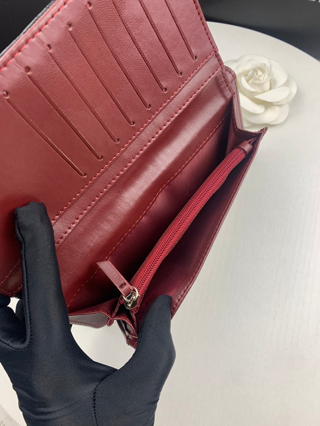 Chanel CHL BLACK QUILTED  CLASSIC LONG FLAP WITH SILVER HARDWARE WALLET 19.5CM