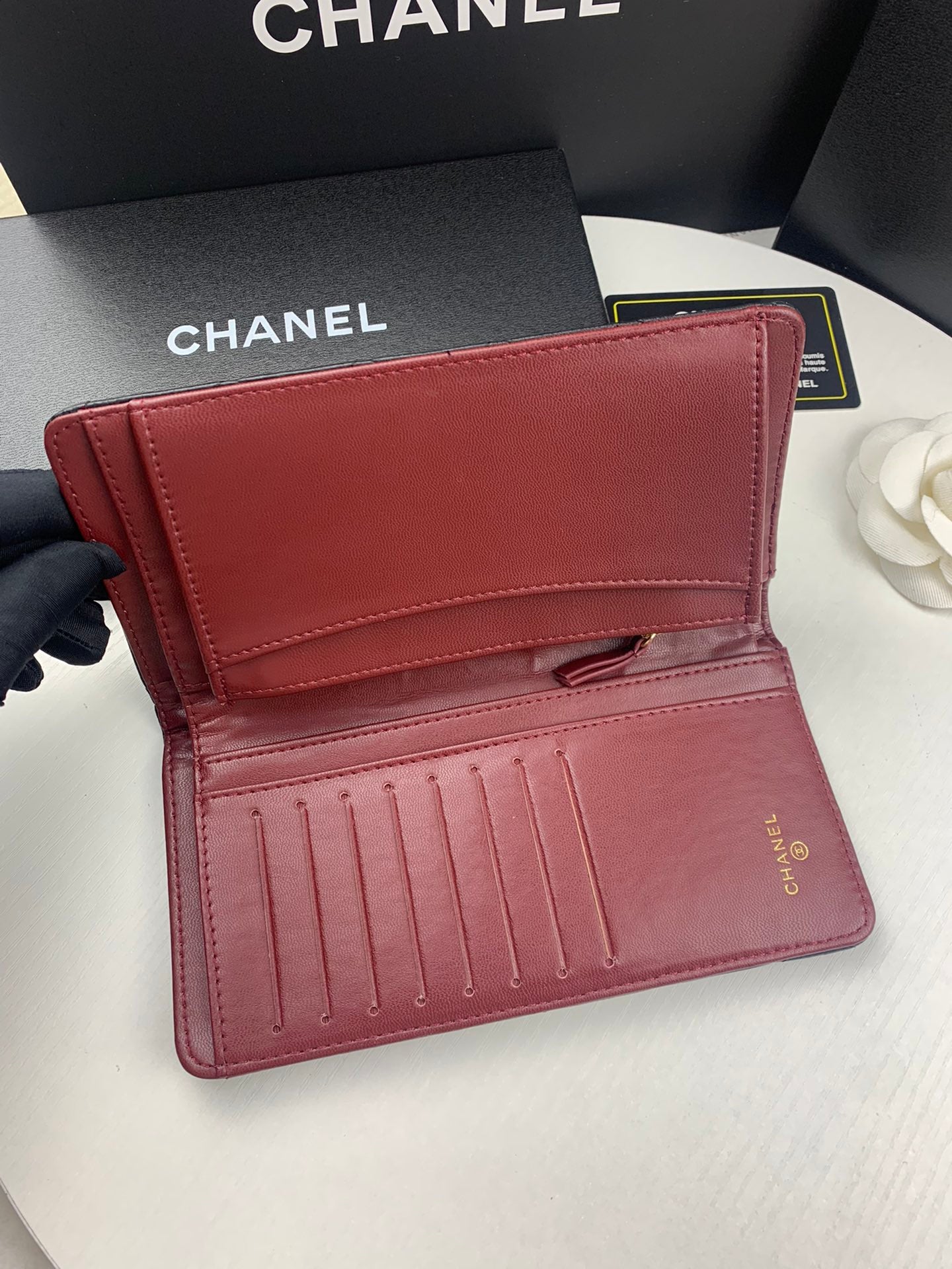 Chanel CHL BLACK QUILTED  CLASSIC LONG FLAP WALLET 19.5CM