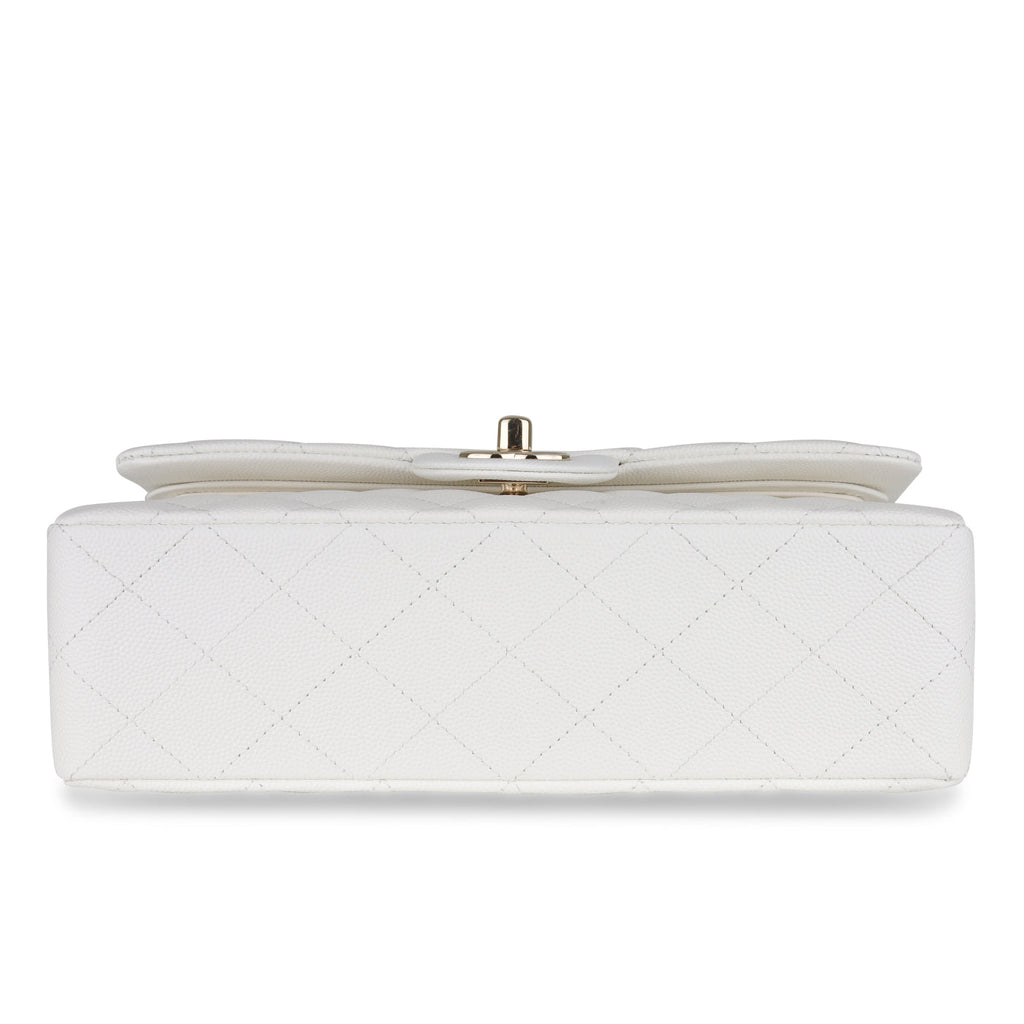 Small Classic Flap - White Caviar