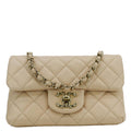 Chanel Mini Rectangular Flap Quilted Leather Crossbody Bag Beige
