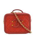 Chanel Vanity Case Filigree CC Caviar Quilted Shoulder Bag Red