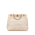 Chanel CC Stitched Linen Chain Tote