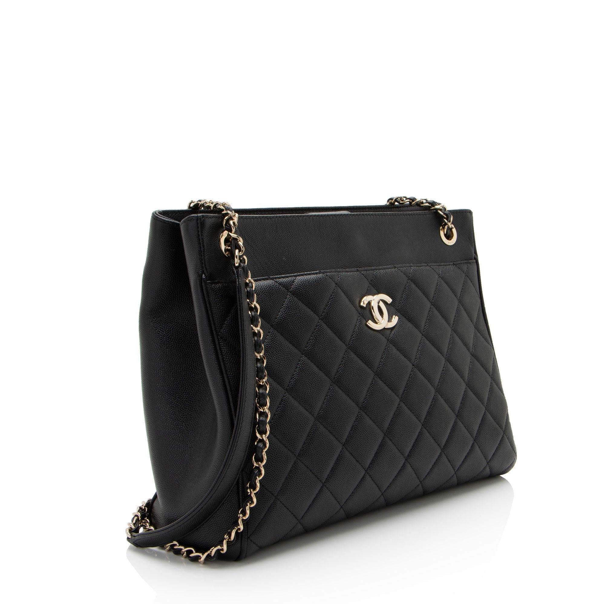 Chanel Caviar Leather In Out Flap Shopping Tote