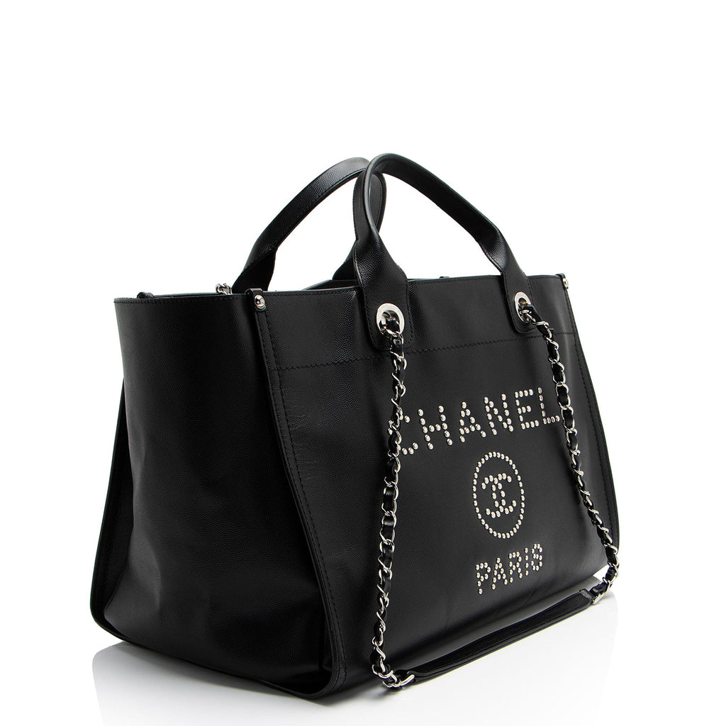 Chanel Caviar Leather Studded Deauville Large Tote