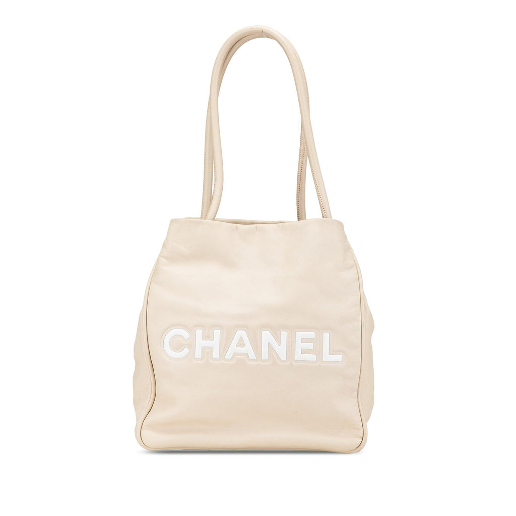 Chanel Lambskin Logo Camellia Tote