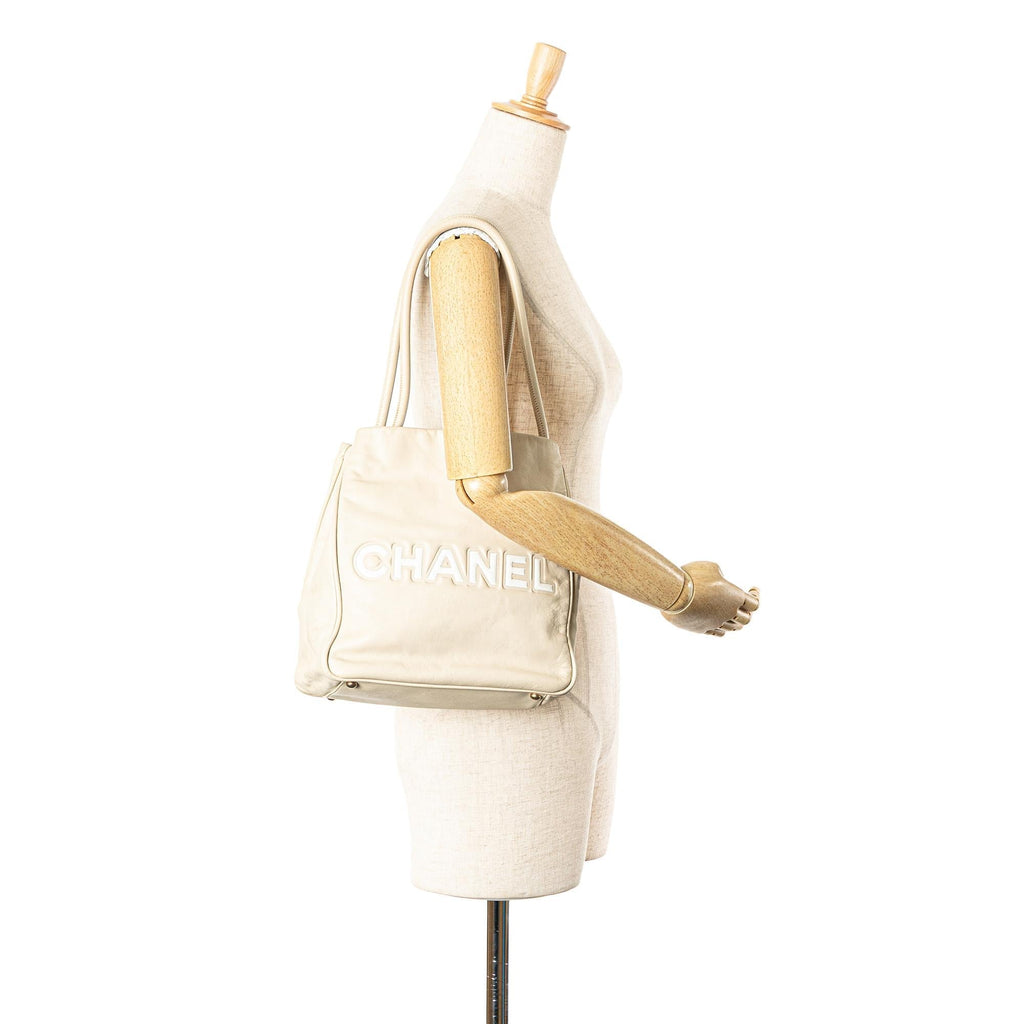 Chanel Lambskin Logo Camellia Tote