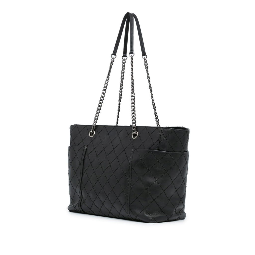 Chanel Medium CC Stitched Calfskin Pocket Zipped Chain Tote