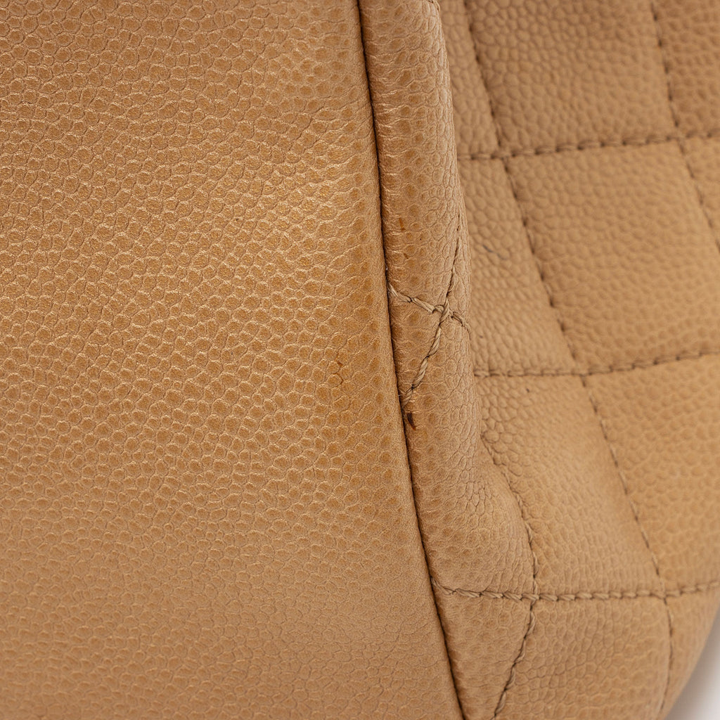 Chanel Metallic Caviar Leather Chain Large Shopping Tote