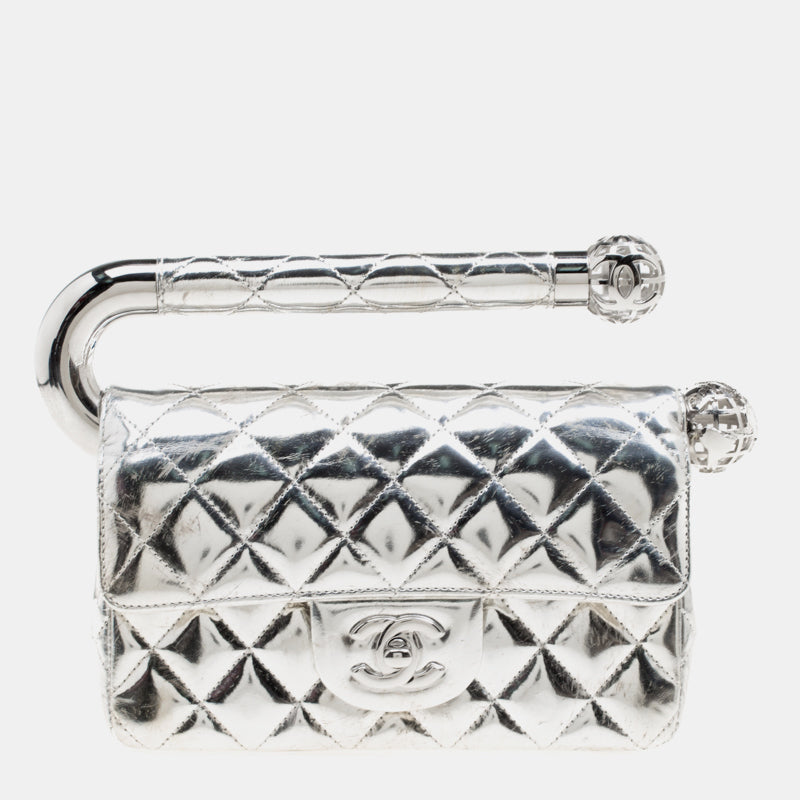 CHANEL SILouis VuittonER QUILTED LEATHER AROUND THE WORLD CLUTCH