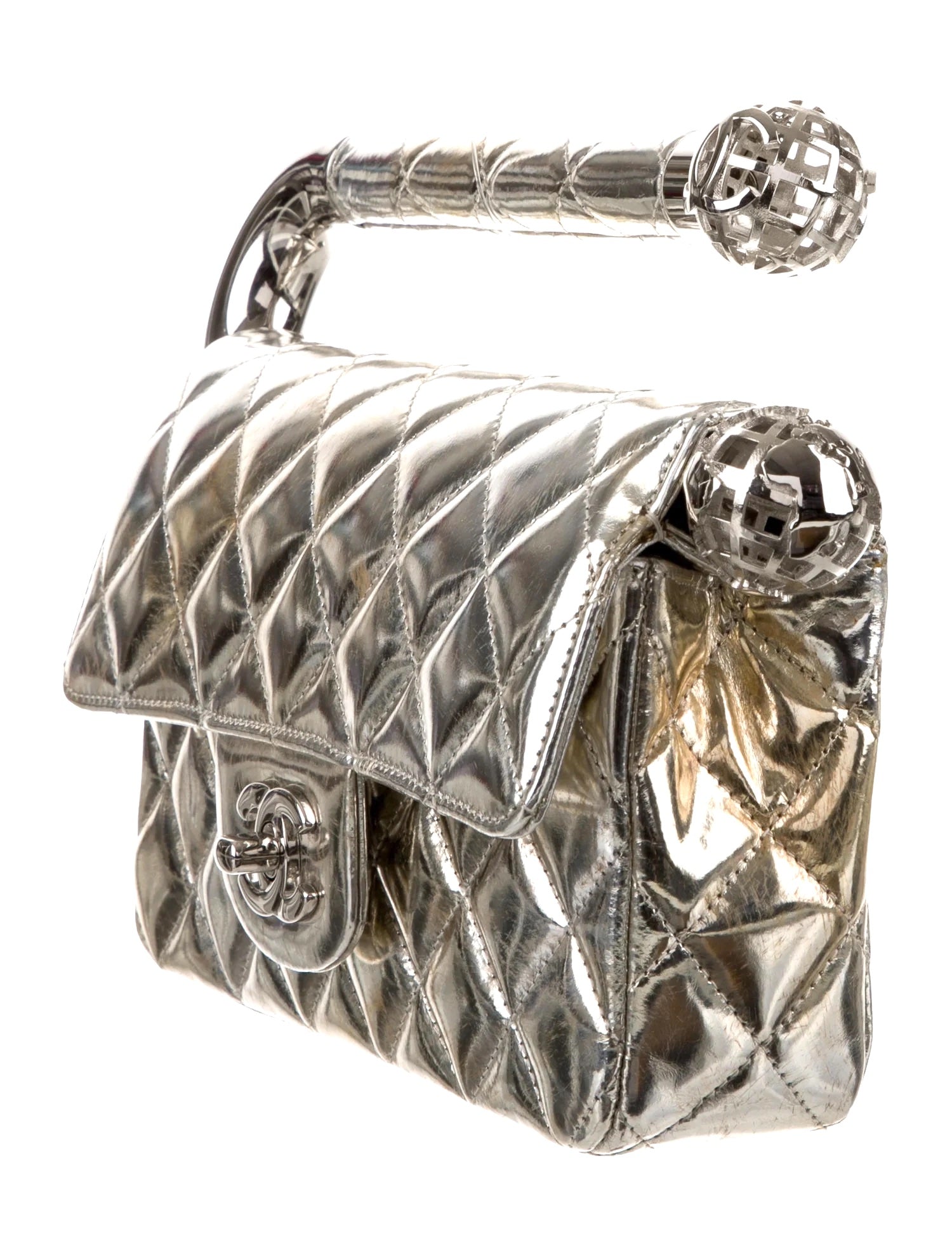 CHANEL SILouis VuittonER QUILTED LEATHER AROUND THE WORLD CLUTCH