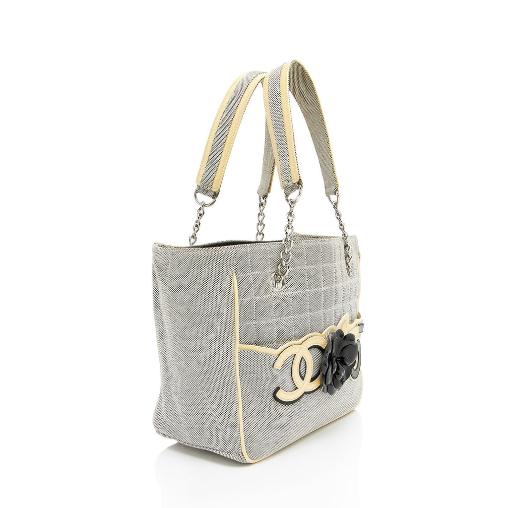 Chanel Vintage Canvas Camellia No. 5 Tote