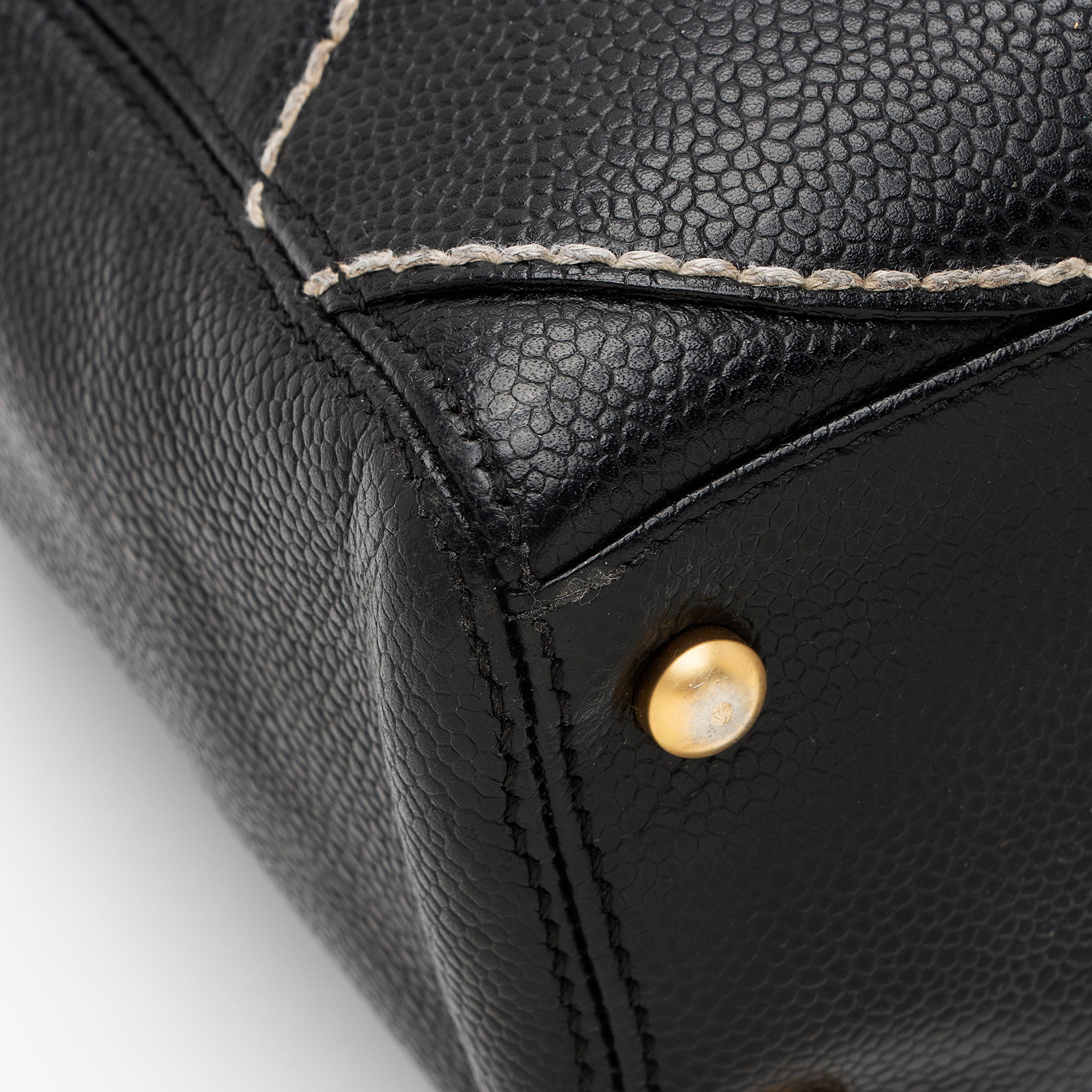 Chanel Vintage Caviar Leather Stitched CC Small Tote (SHF-nw4J2s)