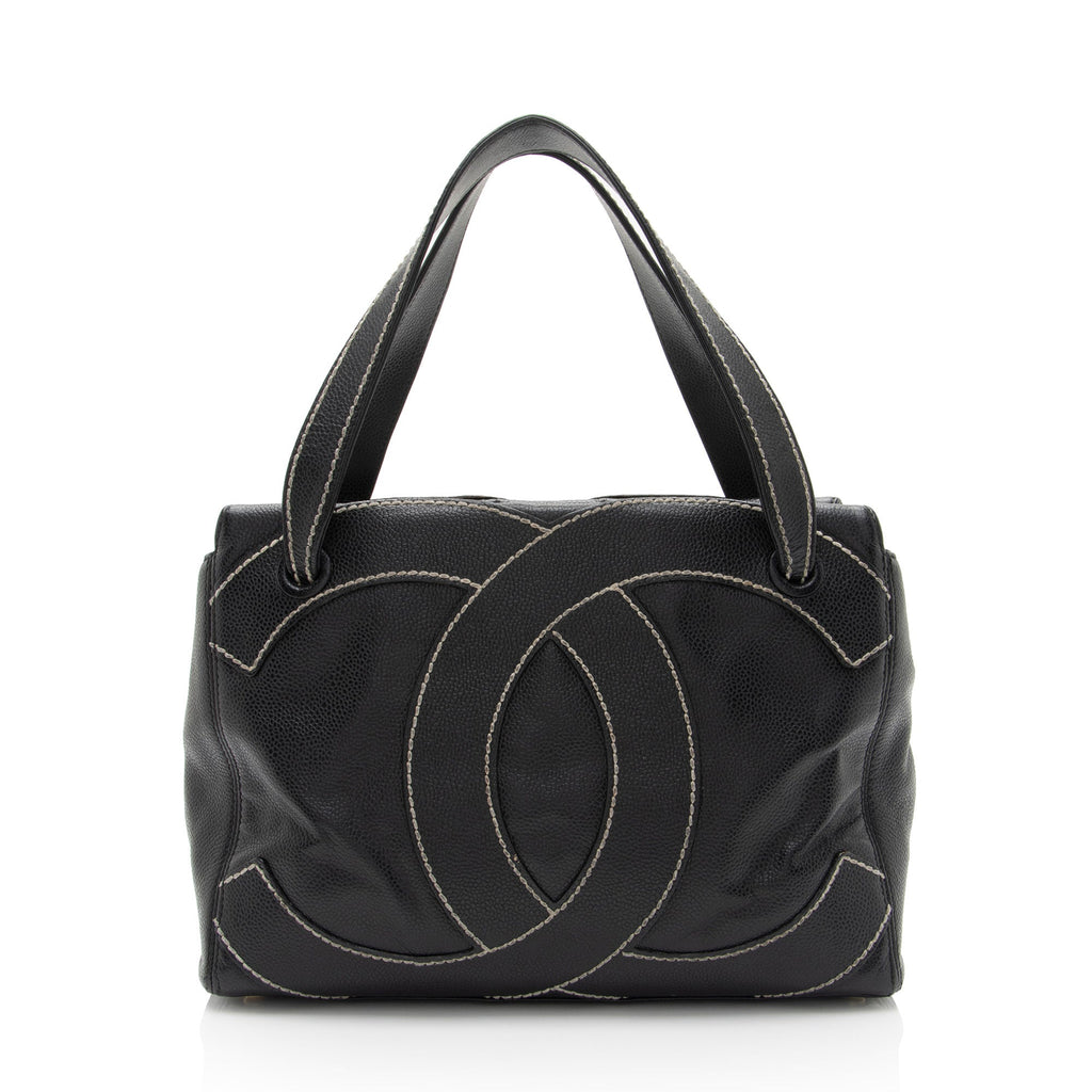 Chanel Vintage Caviar Leather Stitched CC Small Tote (SHF-nw4J2s)