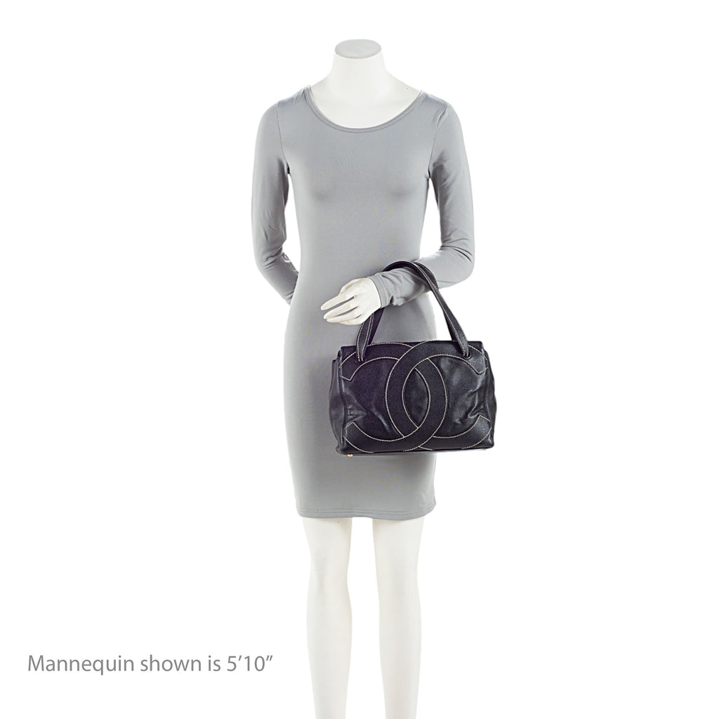 Chanel Vintage Caviar Leather Stitched CC Small Tote (SHF-nw4J2s)