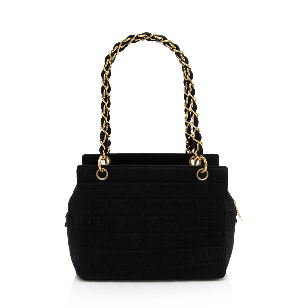 Chanel Vintage Jersey Chocolate Bar CC Shopping Tote (SHF-dQ6X2S)