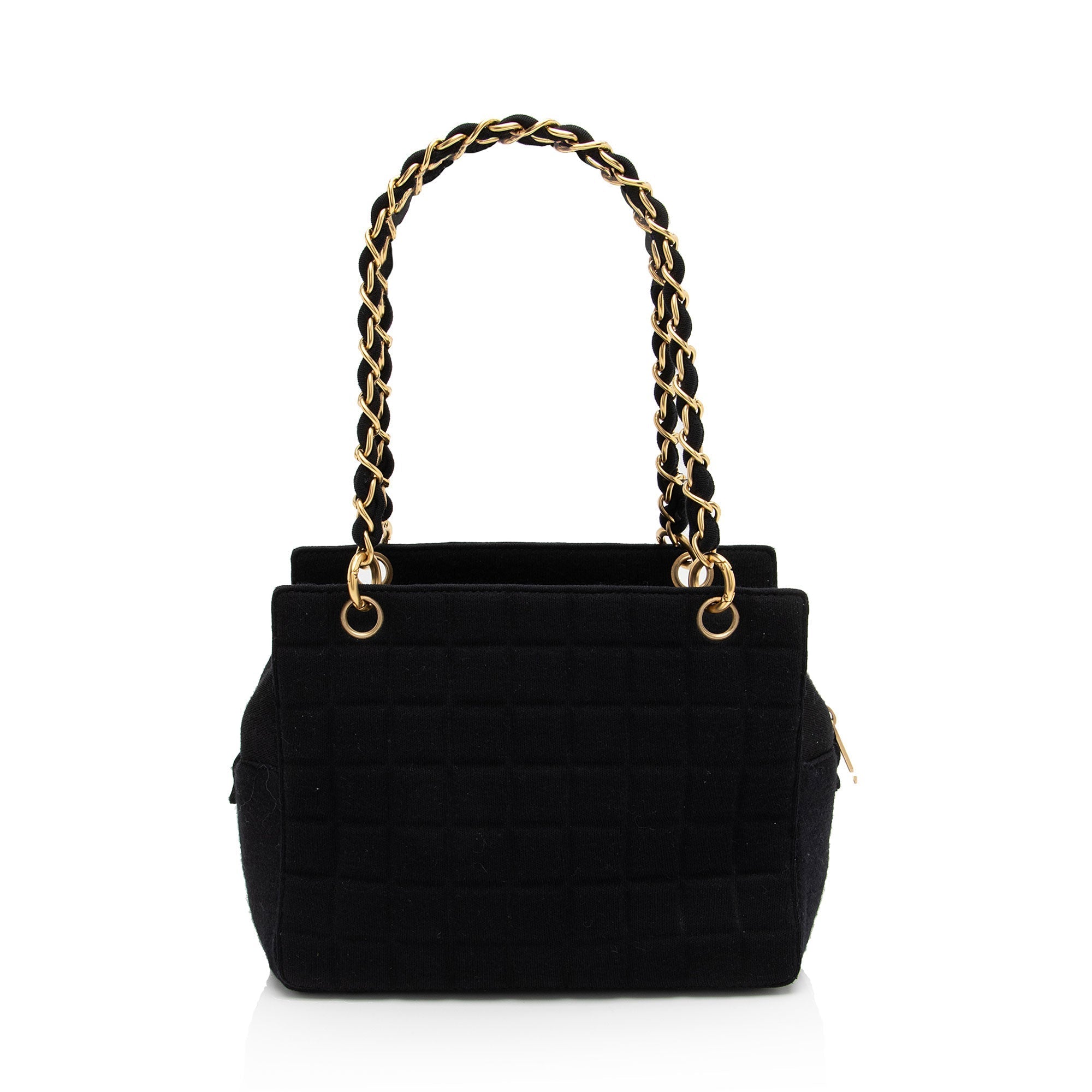 Chanel Vintage Jersey Chocolate Bar CC Shopping Tote (SHF-dQ6X2S)