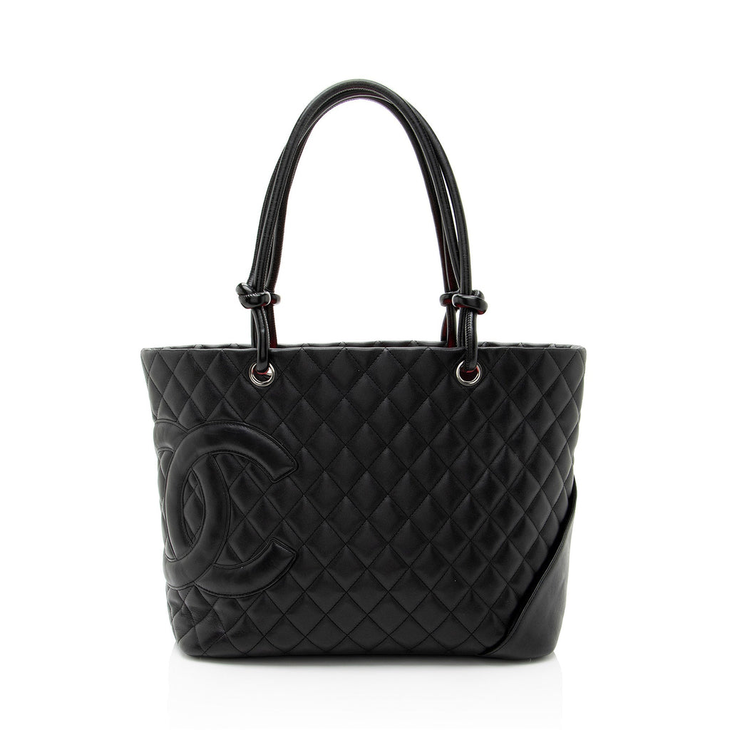 Chanel Vintage Lambskin Ligne Cambon Large Shopping Tote