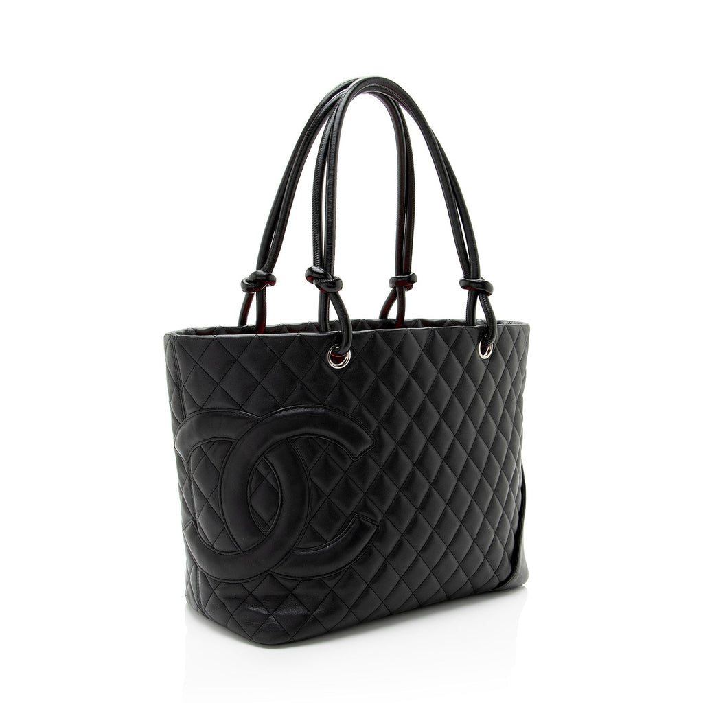 Chanel Vintage Lambskin Ligne Cambon Large Shopping Tote