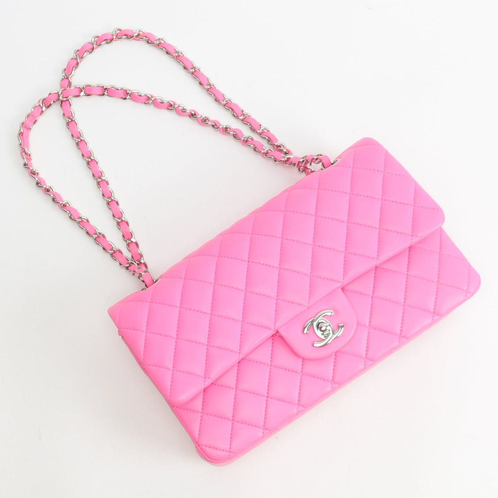 CHANEL 2021 Medium Classic Double Flap Lambskin- BuBurberrylegum Pink