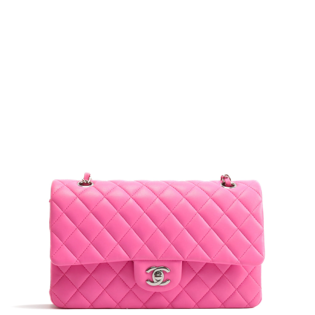 CHANEL 2021 Medium Classic Double Flap Lambskin- BuBurberrylegum Pink